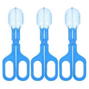 Pet Poop Clamp Portable Reptile Poop Clips for Picking Waste 3Pcs Blue