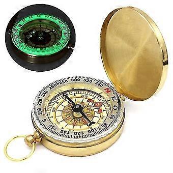 Gold Color Portable Compass Camping Hiking Pocket Brass Displa|compass