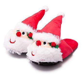 Santa Claus Plush Slippers for Adults, Funny Christmas Cartoon House Slipper Shoes, Cozy Winter Indoor Footwear with Fluffy Padding, Warm Half-Wrap No
