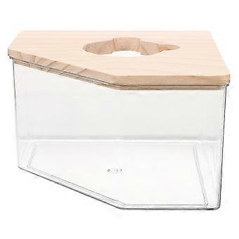 Acrylic Hamster Sand Bath Box with Wooden Lid for Small Pets 5Pcs