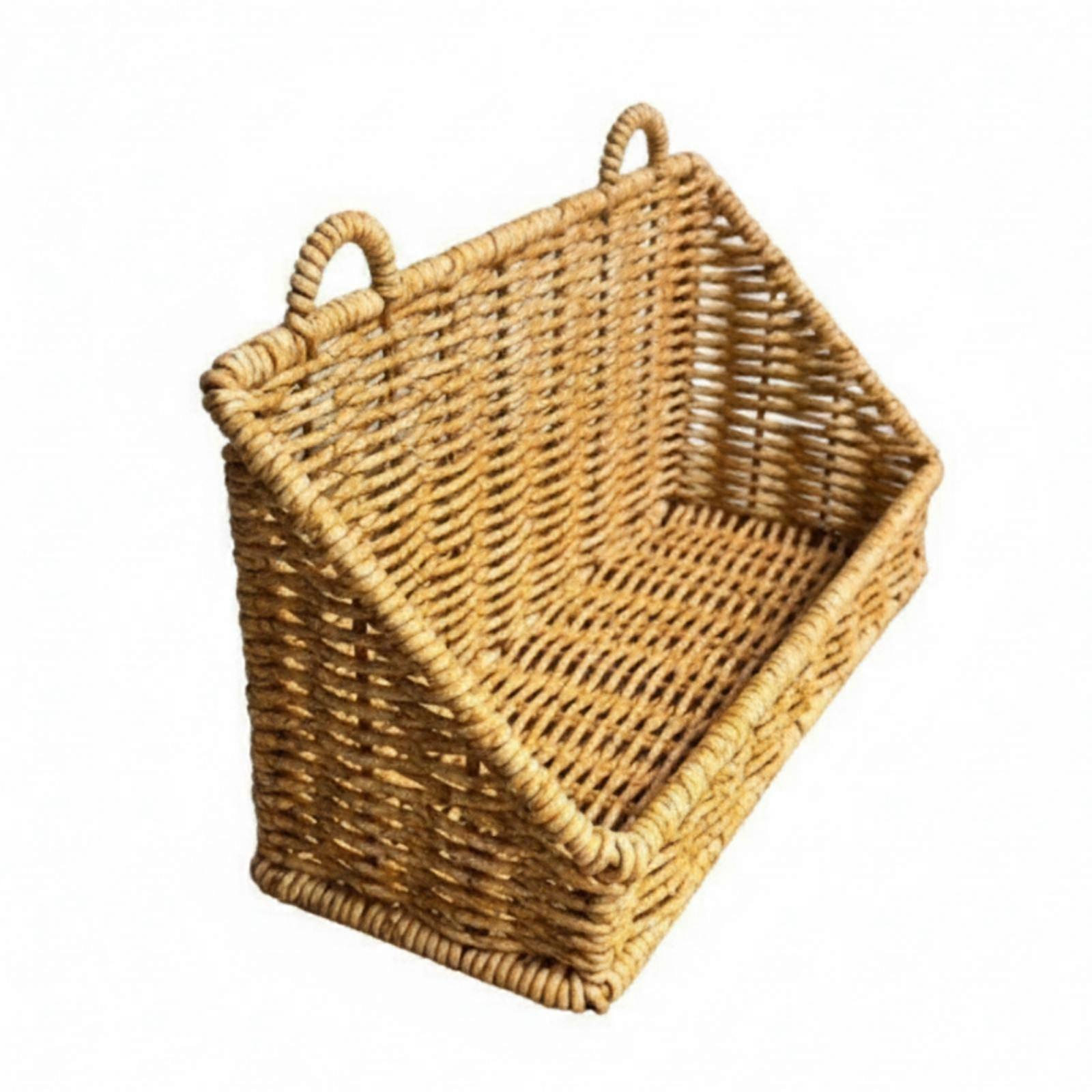Woven Organizer Basket with Hanging Loops Rectangular Wall Storage Basket Open