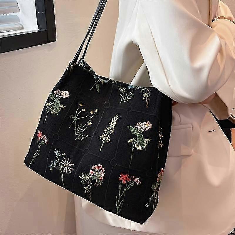 Shoulder Bag, Black Canvas
