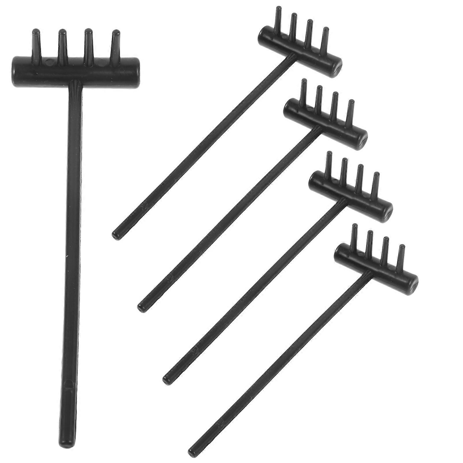 Mini Garden Sand Rake Tools for Decoration Use 5Pcs Plastic Rake Set