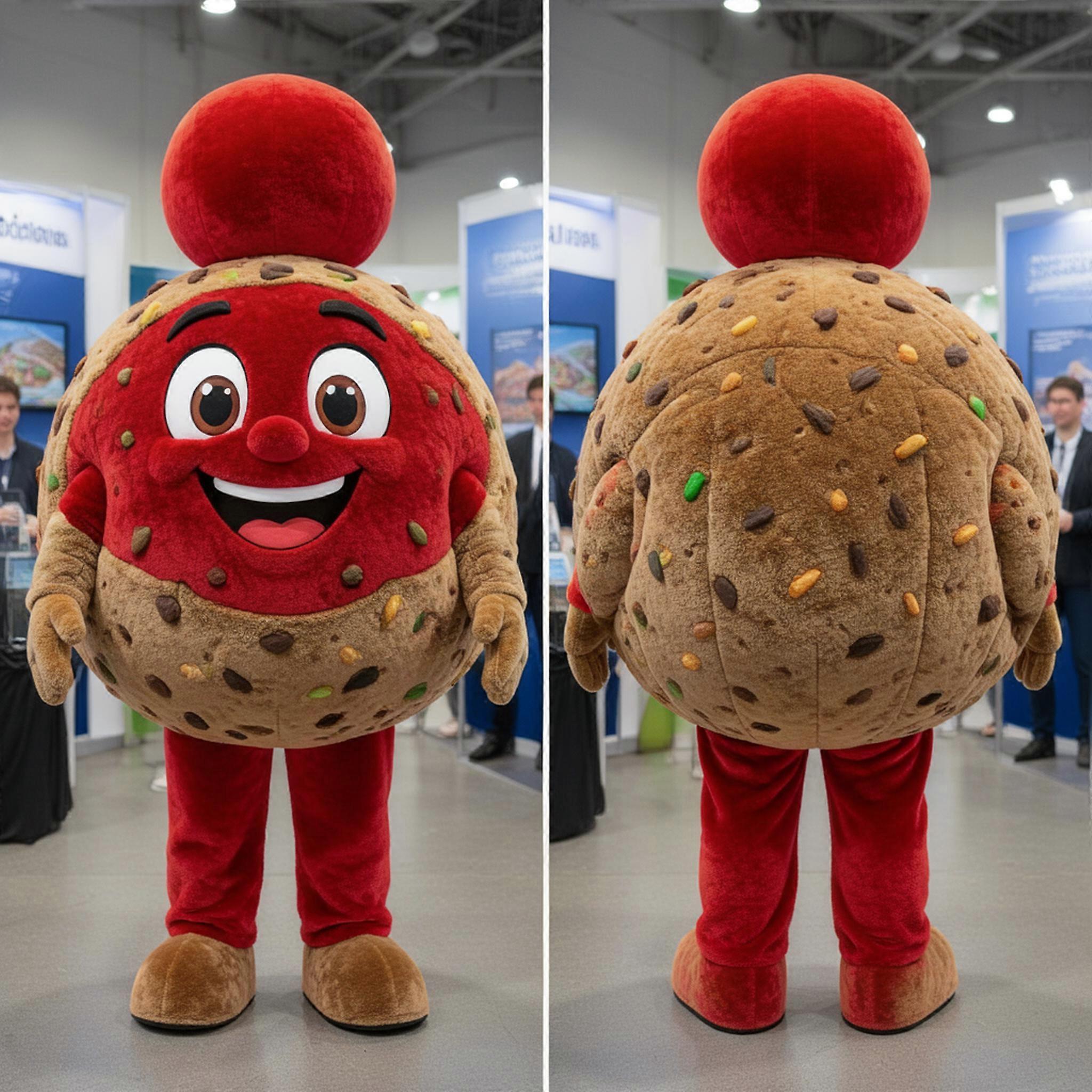 MASTICOT Red Round Falafel Mascot