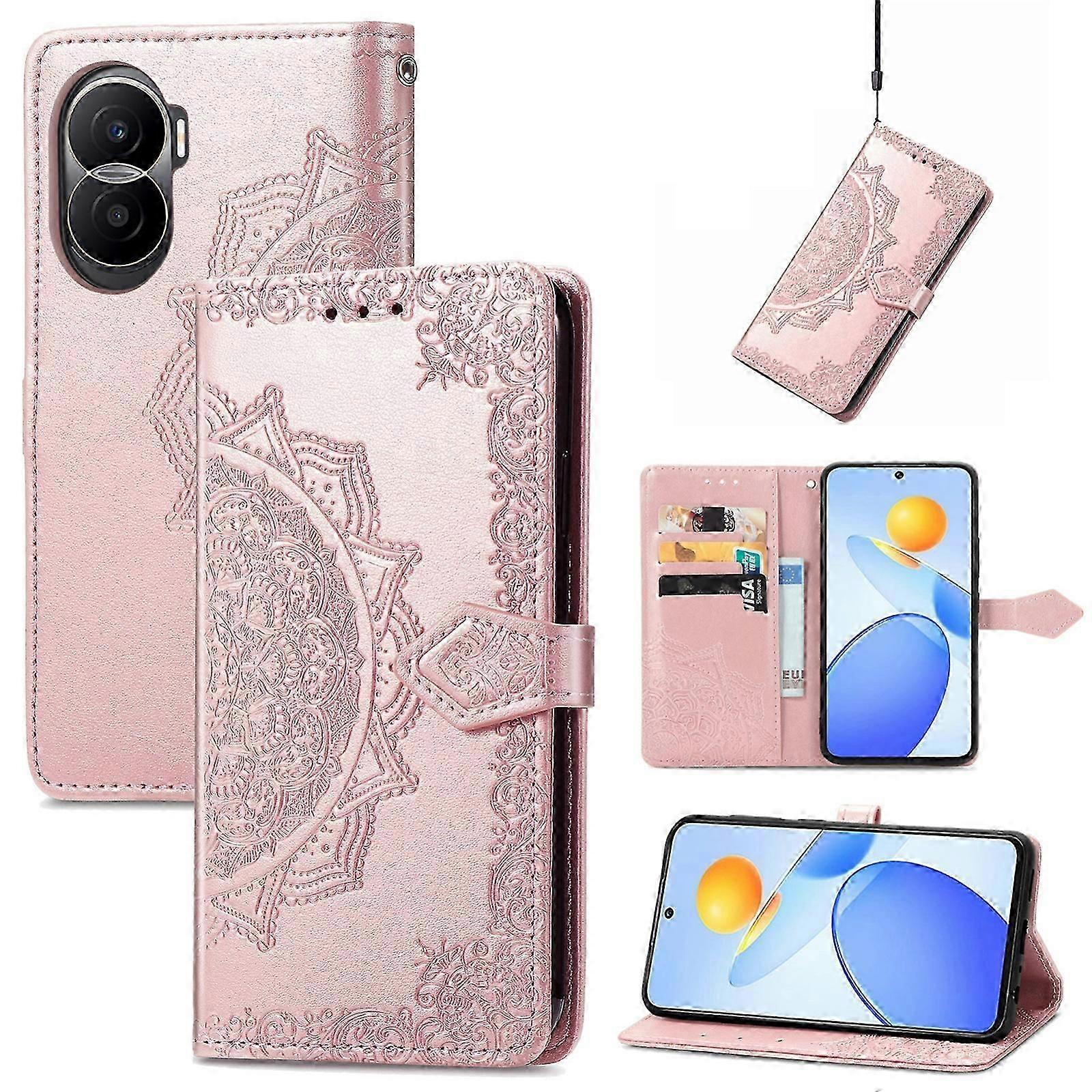 Mandala Flower Embossed Leather Phone Case