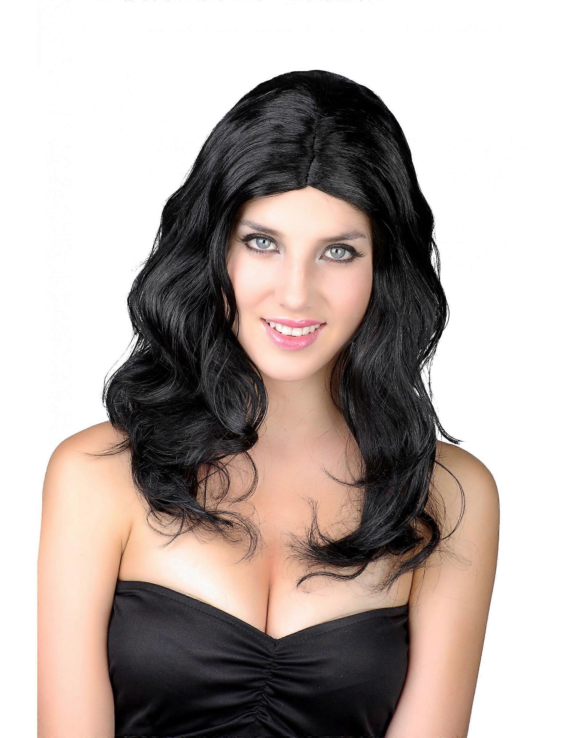 Long wavy black wig for women