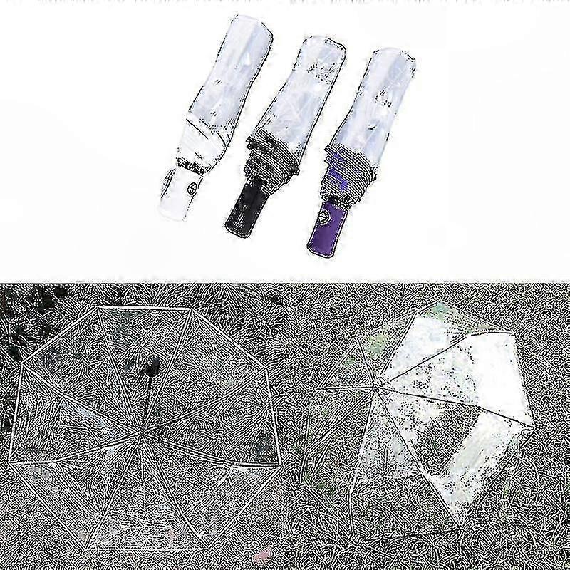Compact Transparent Clear Umbrella, Automatic Open & Close, Windproof Rainproof Design -