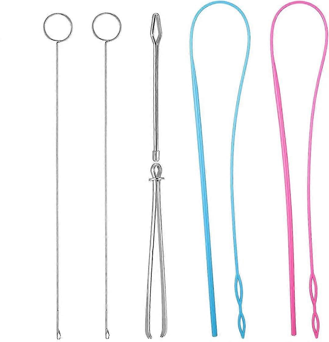 Sewing Loop Kit, Threader Tool Kits Drawstring Threader Set (6pcs, rose red + blue + silver)