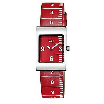 V et l avec toutes les heures de métro quartz montre femme analogique avec bracelet en cuir de vache VL033604