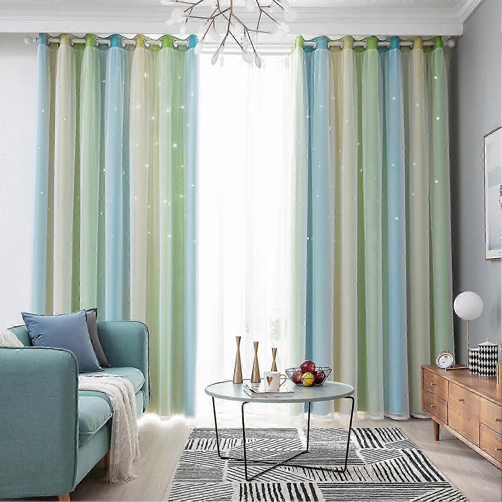 Star Pattern Gradient Blackout Double Layer Curtain