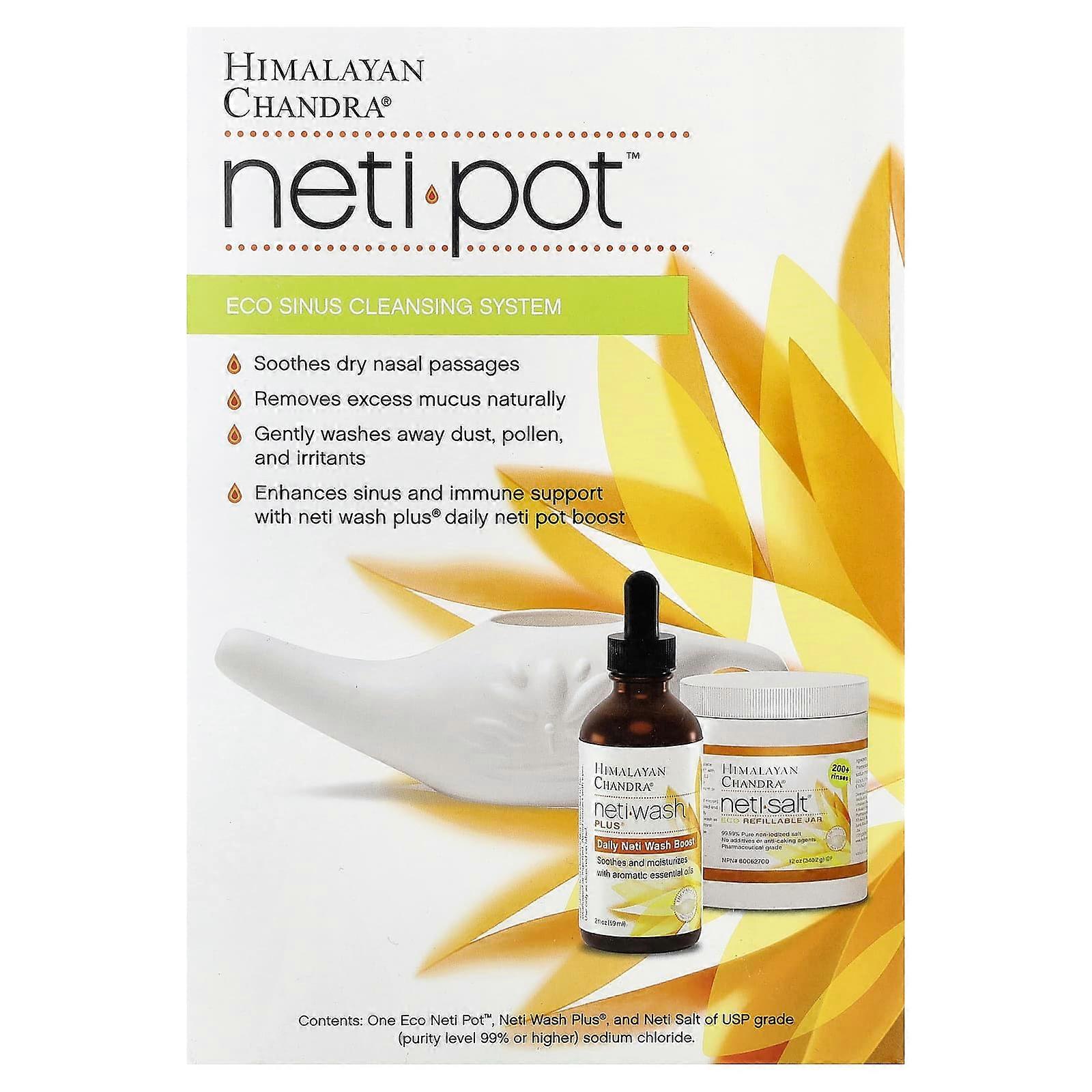 Himalayan Chandra, Neti Pot, Eco Sinus Cleansing System, 3 Piece Kit