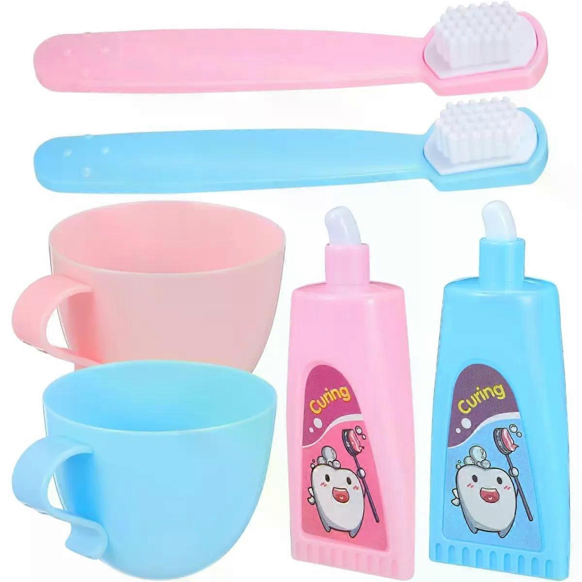 Miniature Toothpaste, Brush and Mug 2 Sets Mini Bathroom Sets