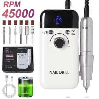 Electric Nail Drill Adjustable speed 0-45000RPM, Low noise, with 6 drill bits
