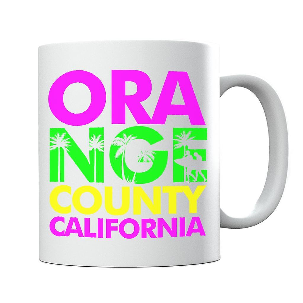 Orange County Retro Colour Text Mug