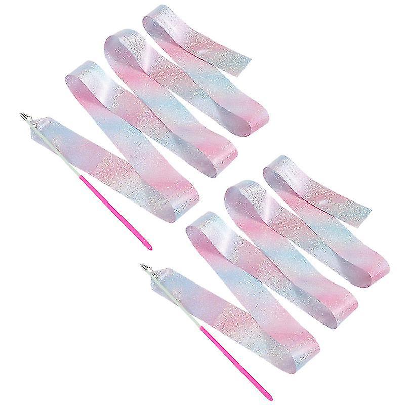 200X4.5x0.1cm Pink Ribbon & Streamer Toys 2pcs Delicate Gymnastics Ribbons Dancing Colorful Ribbons