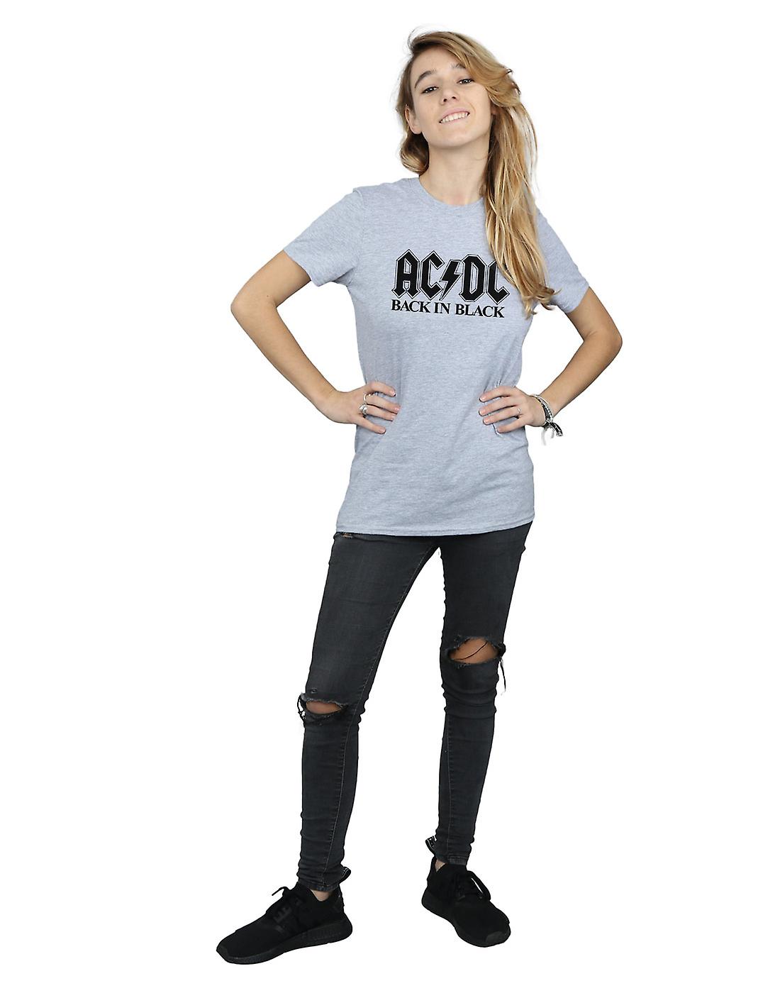 AC/DC Women's Back in Black Logo Boyfriend Fit T-Shirt | Fruugo US