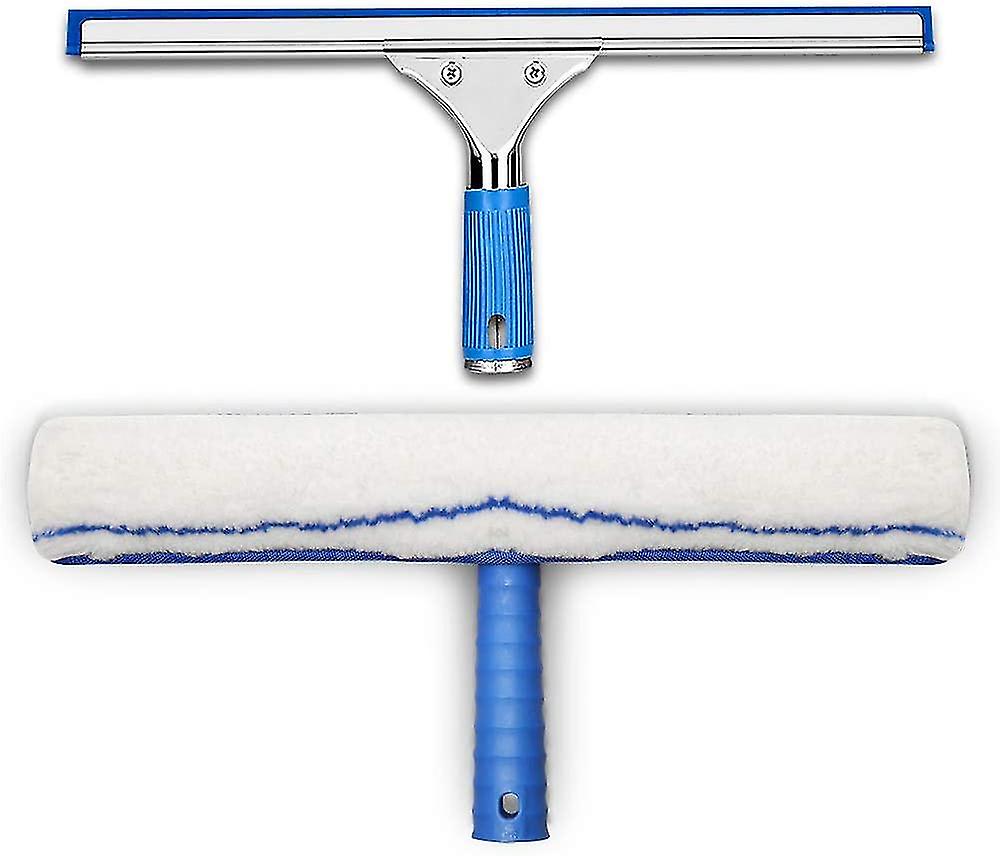 Window Cleaning Kit, Window Squeegee And Microfiber Cloth, Shower Squeegee With Rubber Lip,squeegee 35cm