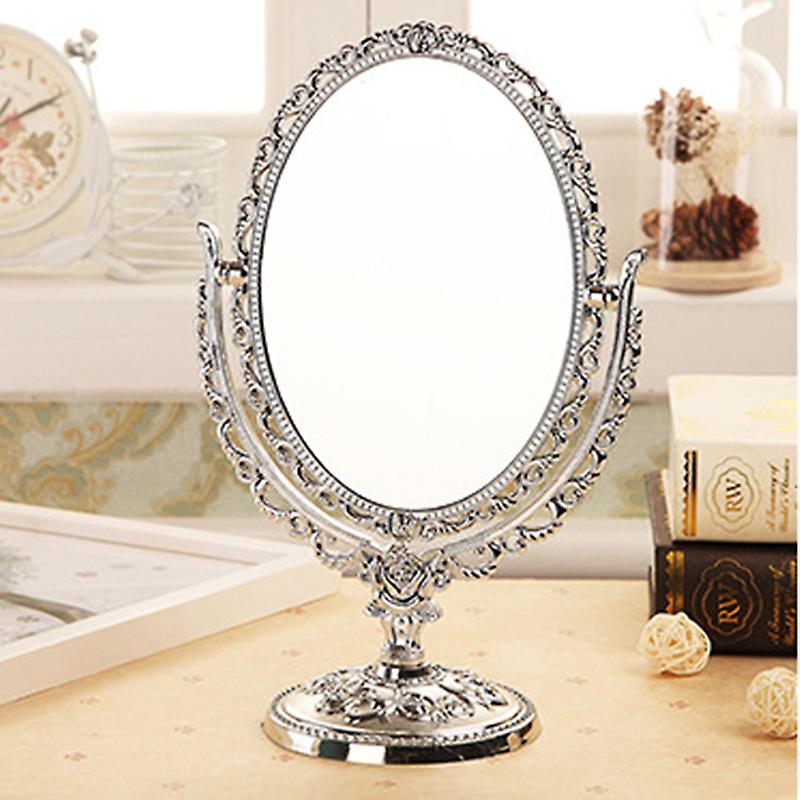 Vintage Makeup Mirror Desktop Rotatable Mirror with Butterfly Rose Vines Decor Tool