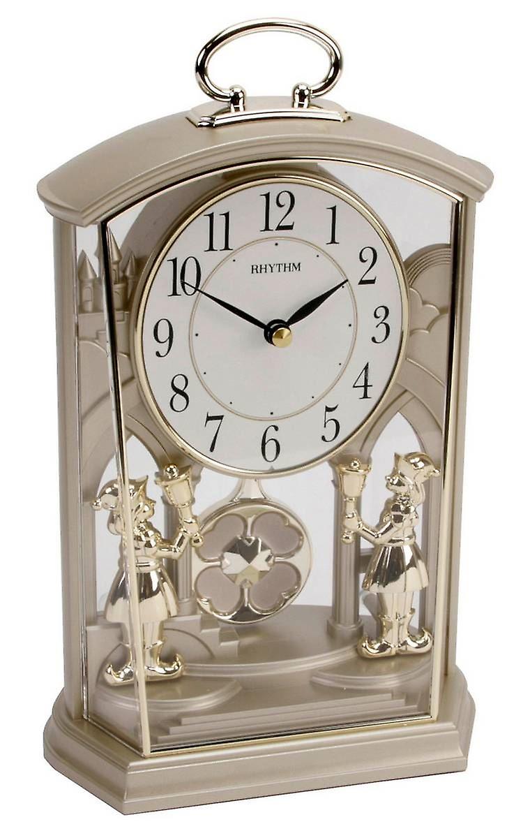 Rhythm Two Tone Carriage Mantel Clock - Gold