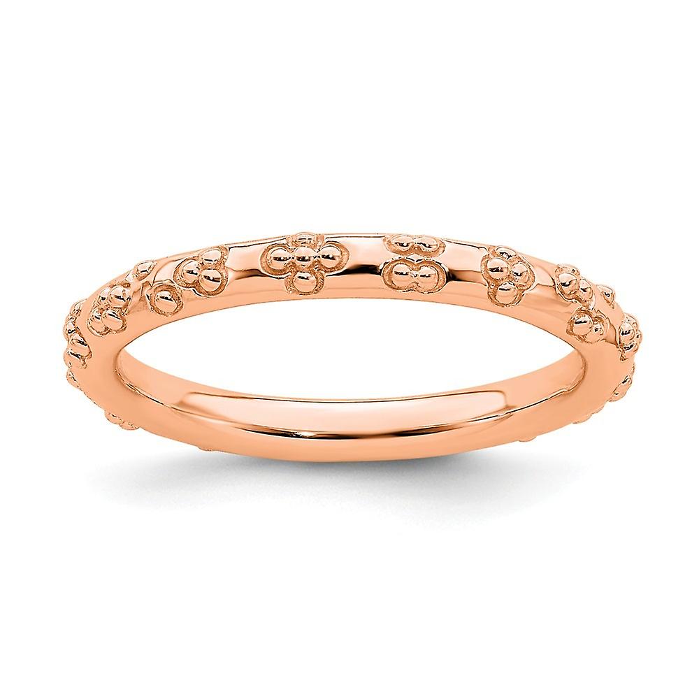 2.5mm 925 Sterling Silver Stackable Pink Plated Textured Ring-Stackable-Ring for Women - Ring Size: 5 to 10