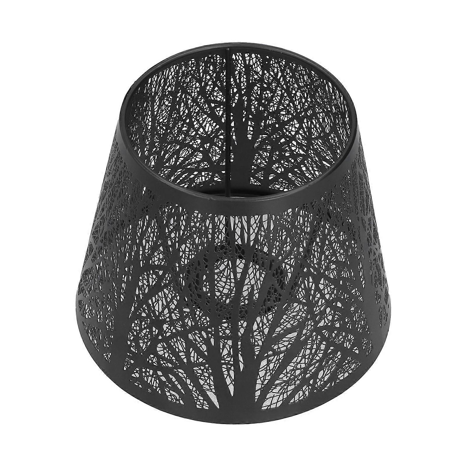 Wrought Iron Carved Forest Tree Lampshade E27 Mini Table Lamp Shade Bedroom Bedside Decor Black