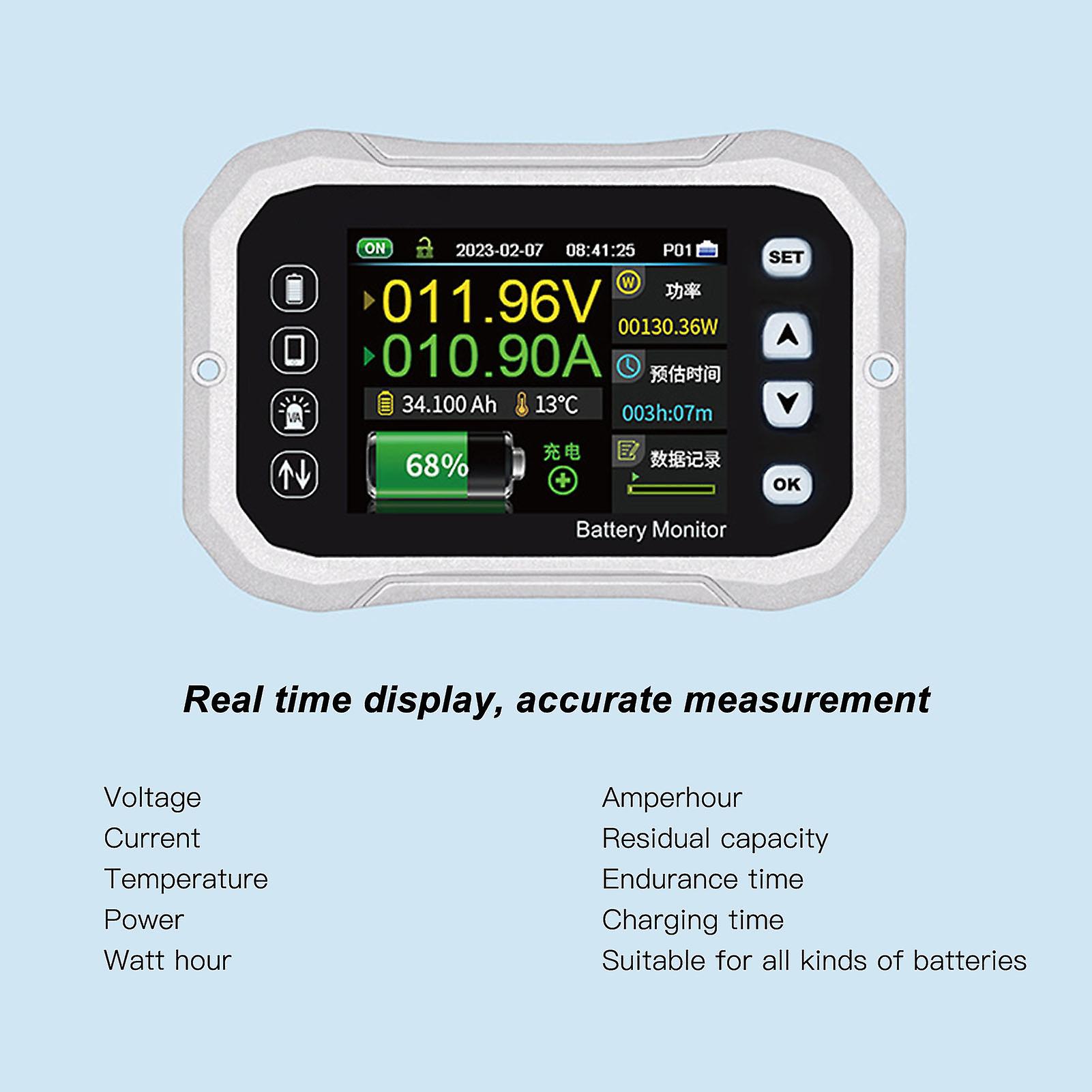 Smart Battery Monitor with Shunt RV Voltmeter Tester High Low Voltage Programmable Alarm 400A 0V‑120V
