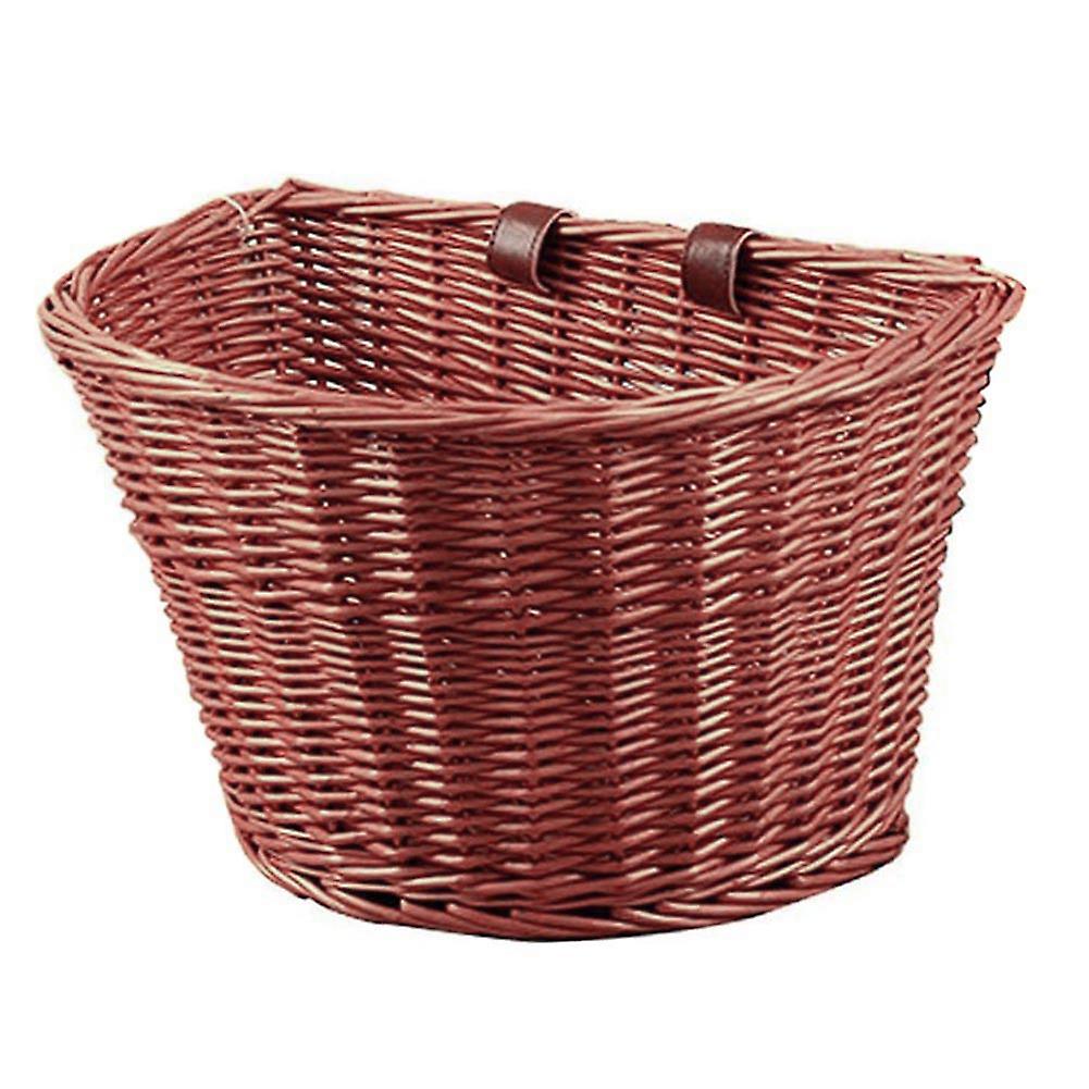 Flätad D-formad cykelkorg Bärbar handvävd shoppingkorg Folk hantverkskorg med