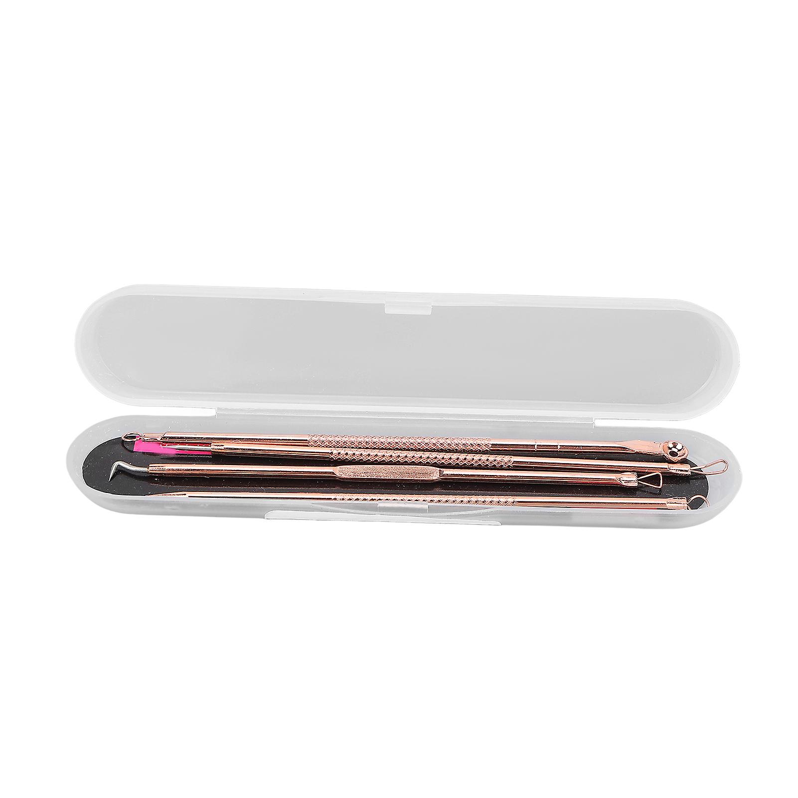 4 Pcs Pimple Remover Tool Kit Rose Gold Portable Dual Head Stainless Steel Blackhead Acne Remover Tool