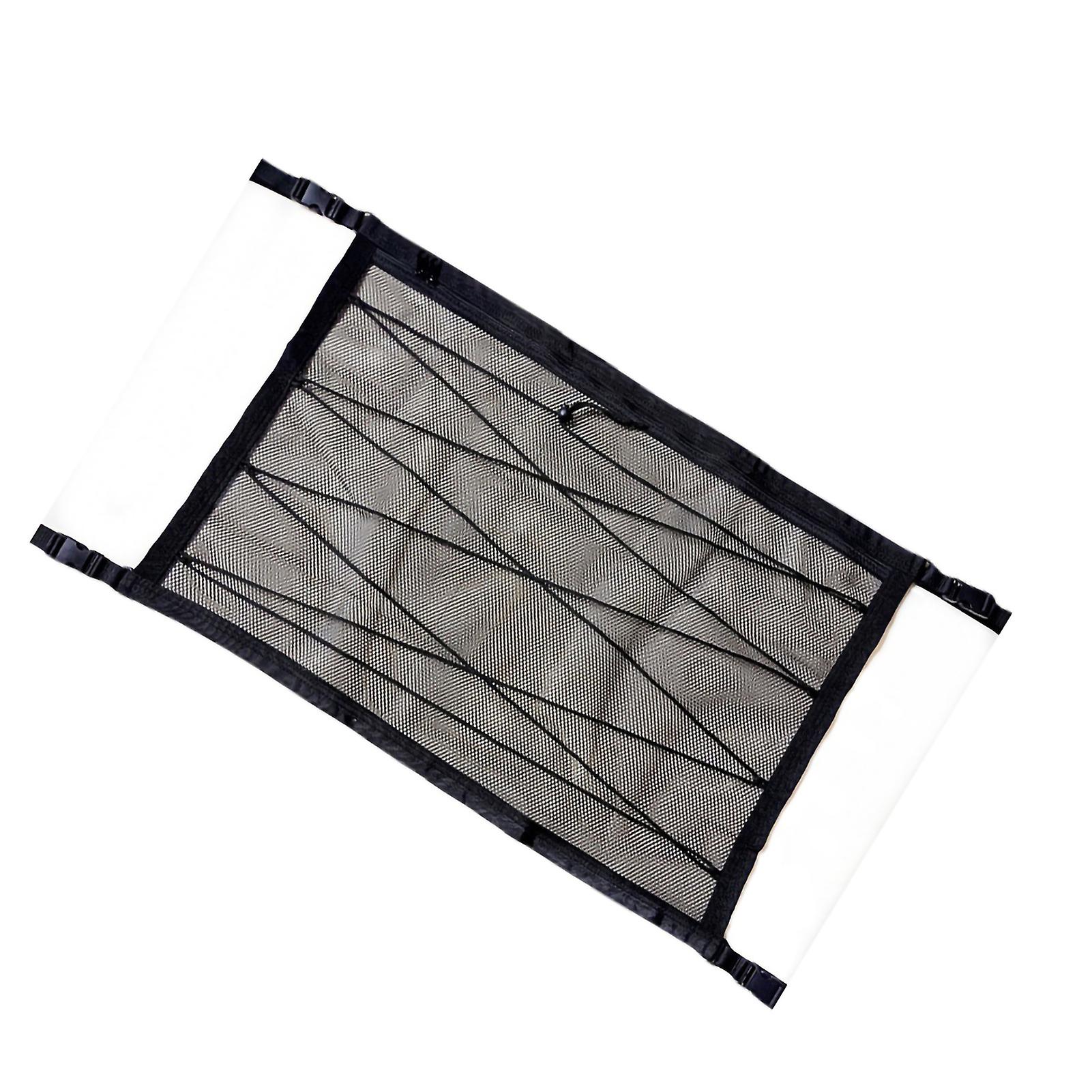 Car Roof Hanging Net Double Layer Overhead Roof Top Bag Polyester Interior Accessories Drawstring Type 80x54cm/31.49x21.25in