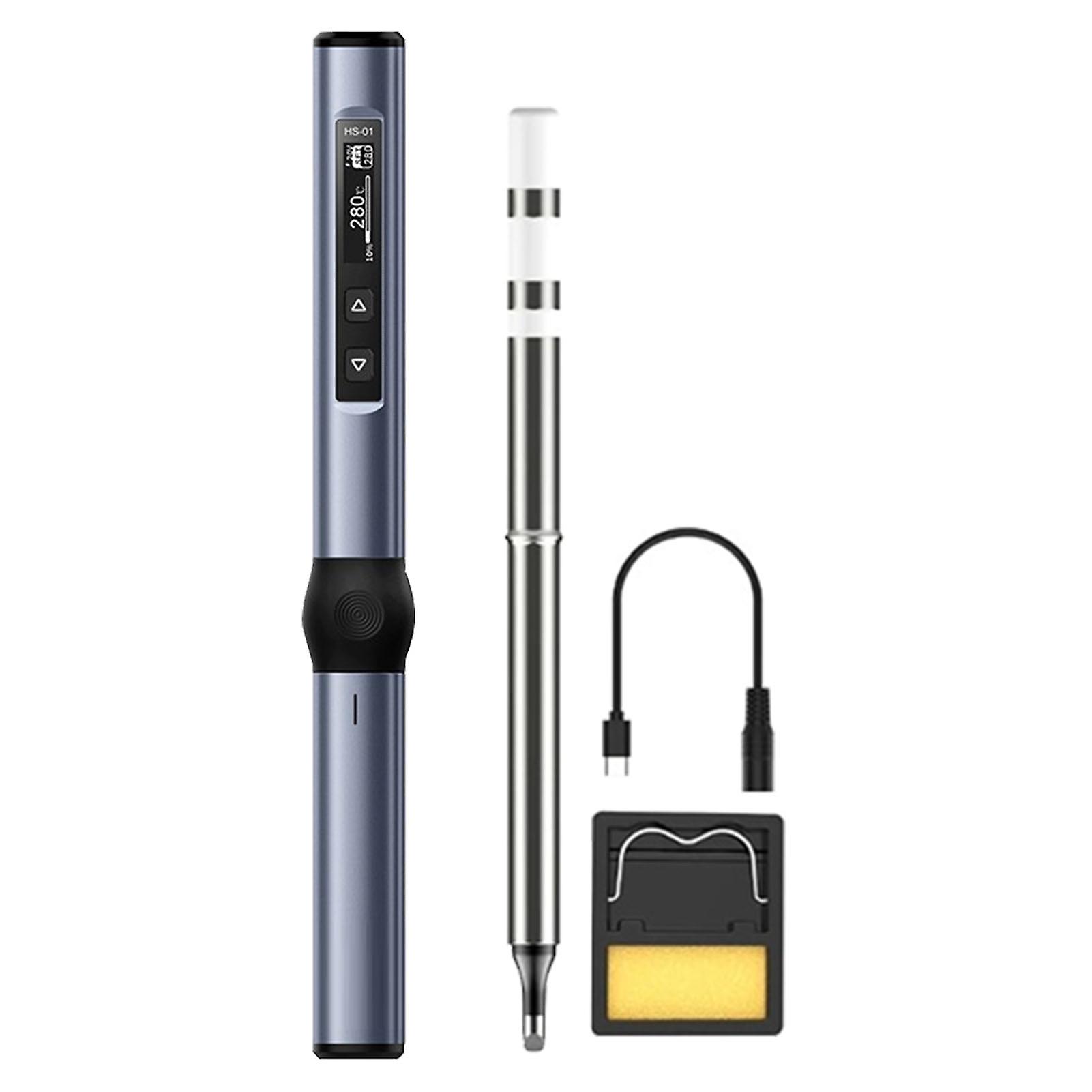 Digital Electric Soldering Iron Kit with Stand, Type-C Cable, DC9-24V Portable Soldering Iron, Blue Gray