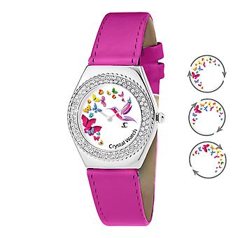 Relógio Feminino So Charm MF316-PAPILLON-COLIBRI-fushia - Pulseira de Couro Rosa