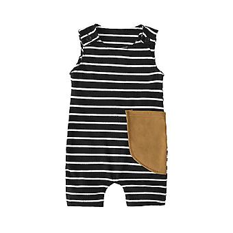 Veeki Summer  Baby Boy Sleeveless Romper Jumpsuit One Piece Bodysuit Shirt Outfit Clothes --- BlackSize 70