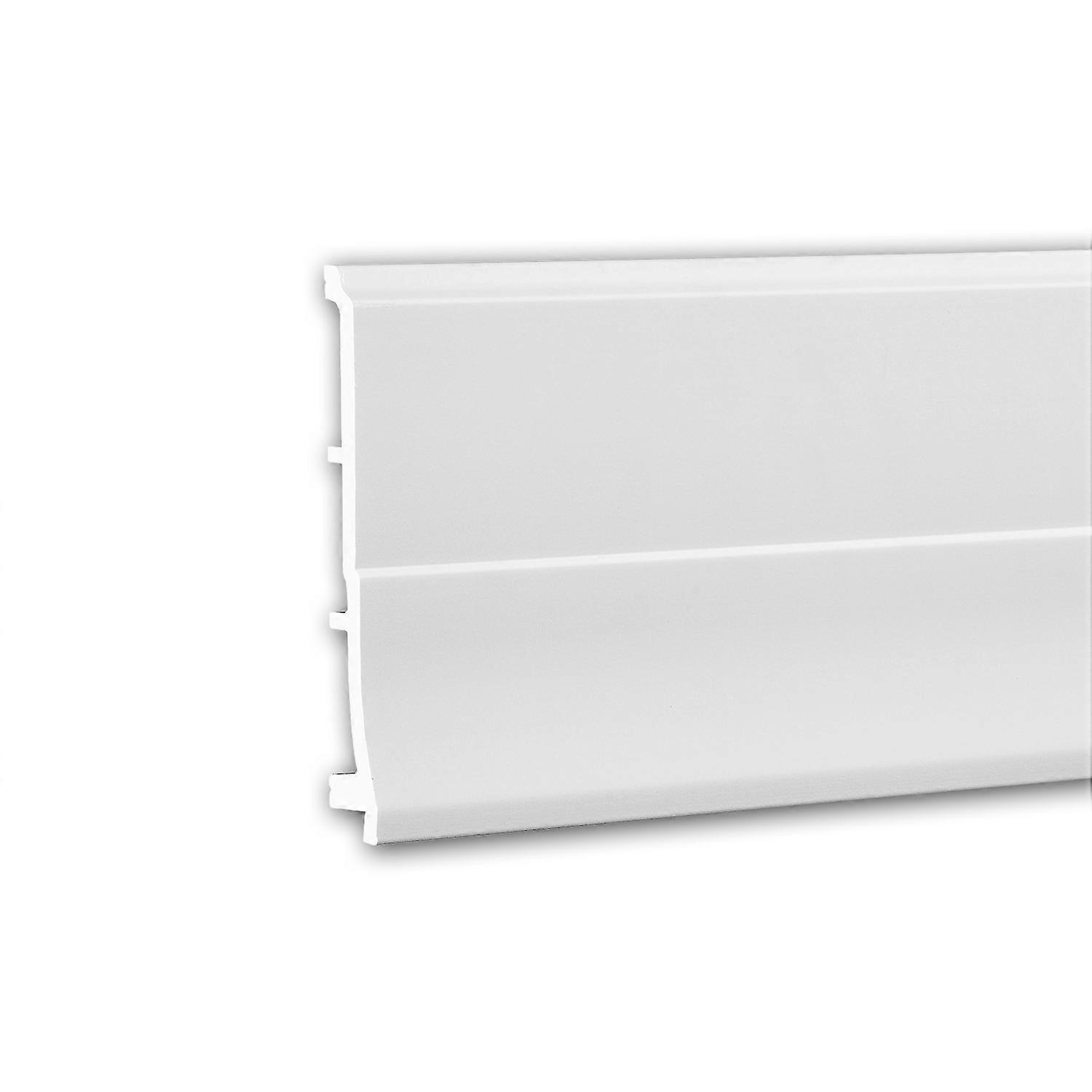 e-Delux GmbH 1 x Plinthe 653105 Profhome blanc Polystyrène extrudé (XPS) prétraité léger, indéformable, résistant aux chocs avec passage de câble mult