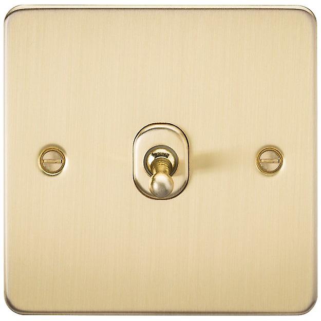 Knightsbridge Flat Plate 10AX 1G Intermediate Toggle Switch - Brushed Brass - FP12TOGBB
