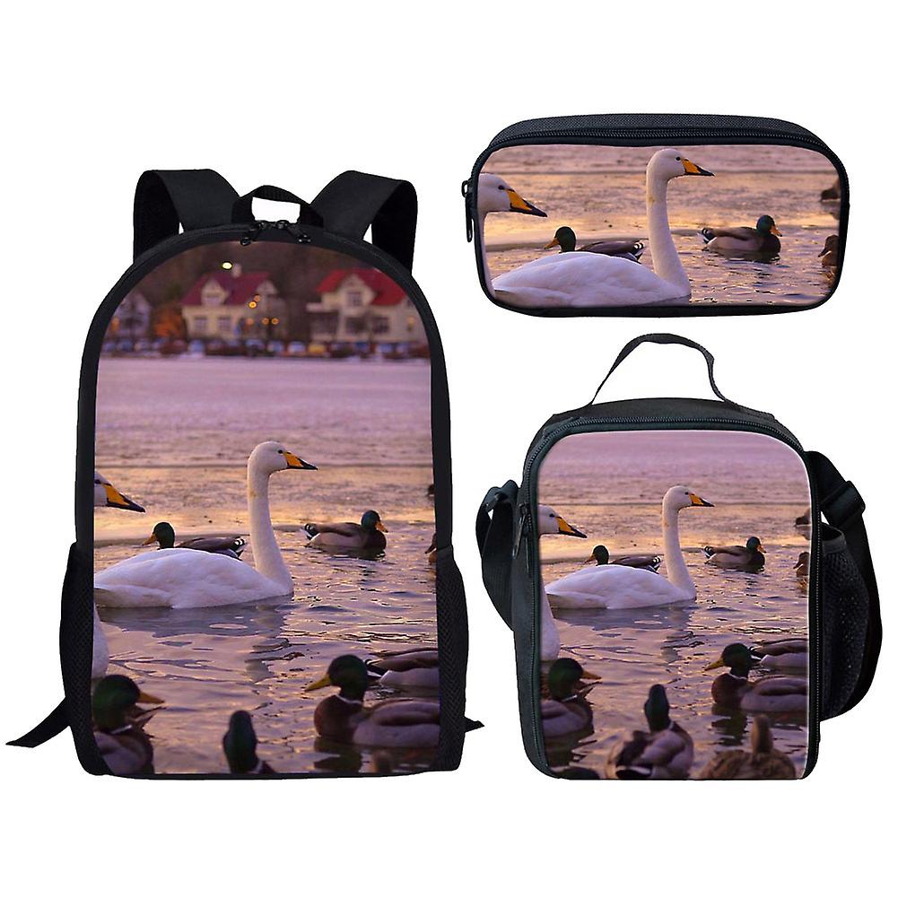 היפ הופ טרנדי פרח ציפור שטח 3pcs/set תרמיל גב 3d דפוס בית הספר תלמיד תיק ספר נסיעות מחשב נייד daypack שקיות אוכל קלמר מקרה