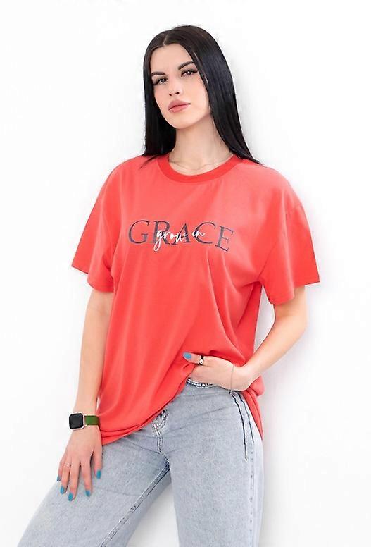 Women’s Cotton T-Shirt – Relaxed Fit with Dropped Sleeves & Soft Round Neck, Summer,  HC 8384-001-33