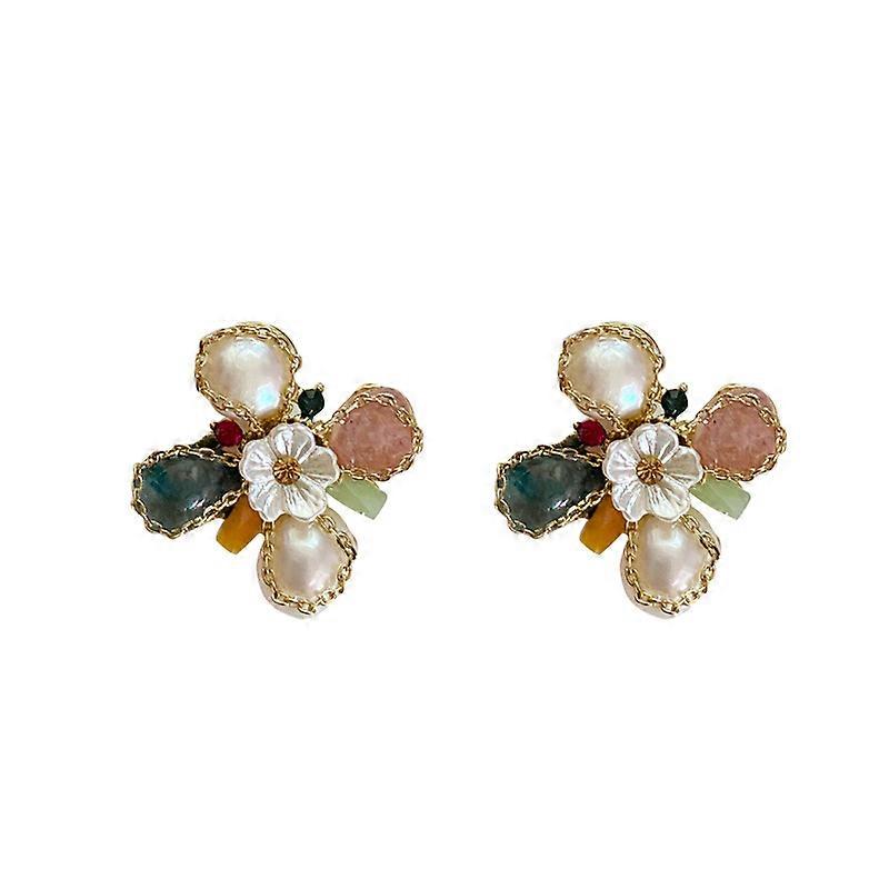 Women's  Earrings Flower Decorations Silver needle