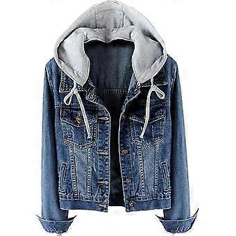 Lässige abnehmbare Jeansjacke mit Kapuzenpullover für DamenL