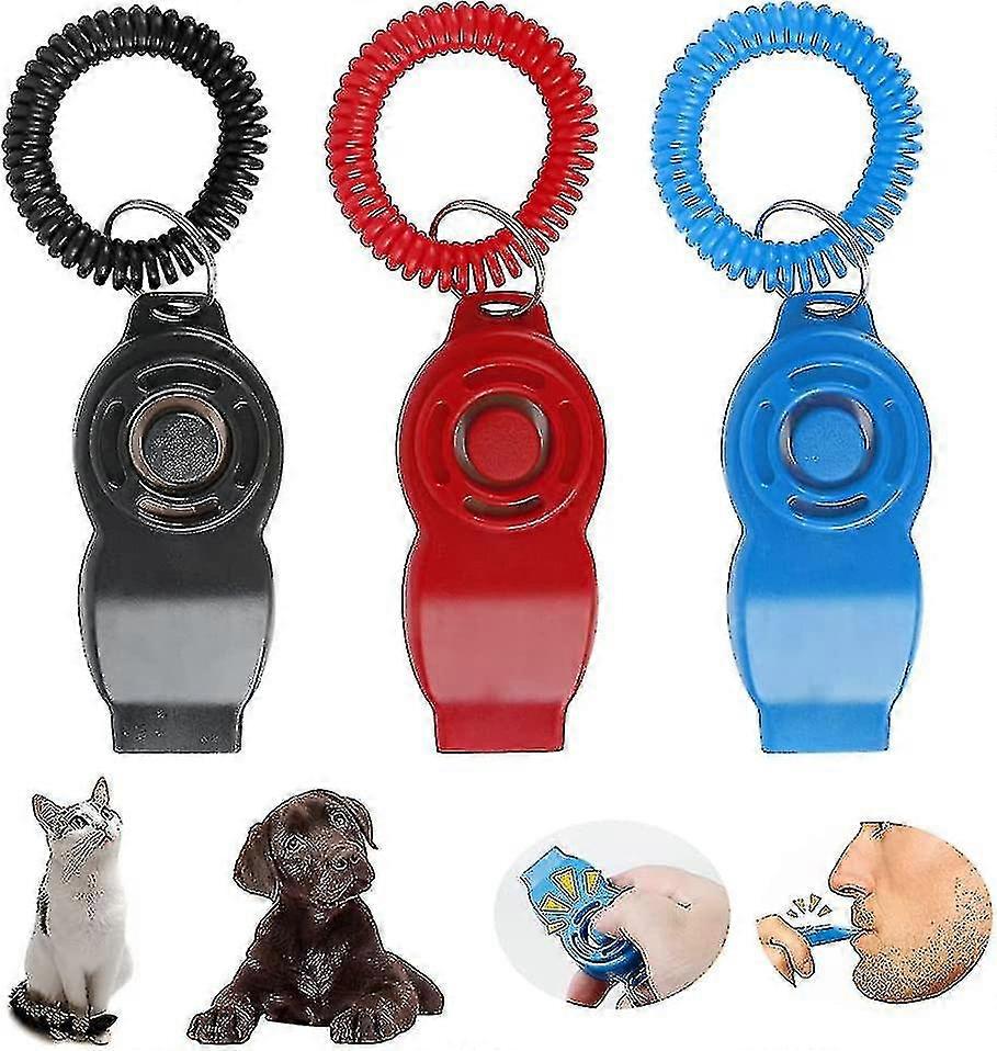 2 In 1 Dog Whistle/clicker,training Clicker With Hand Strap And Large Button For Dog, Cat Or Horse Training And Education,3 Color
