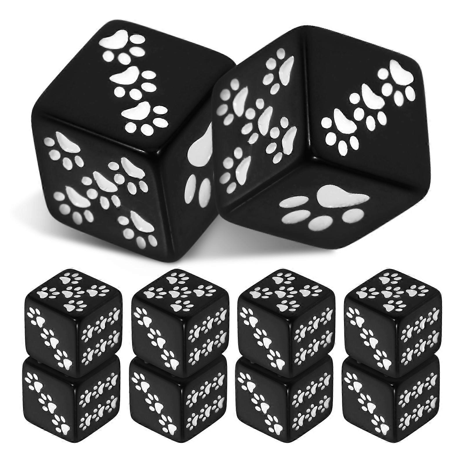 10pcs Game Playing Dices Prop 6-Sided Cartoon Paw Pattern Small Dice Props