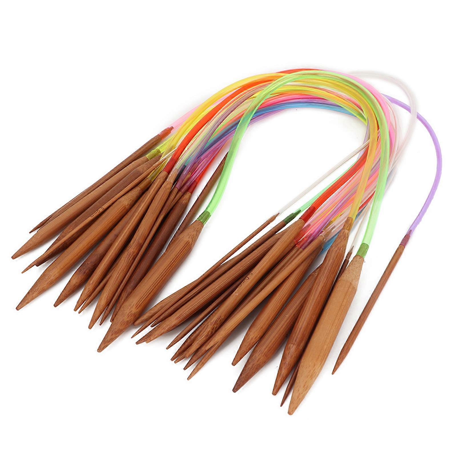 Multicolor Plastic Pipe Carbonized Double Annular Bamboo Sweater Needles(40 cm/15.7 in) YEMAA