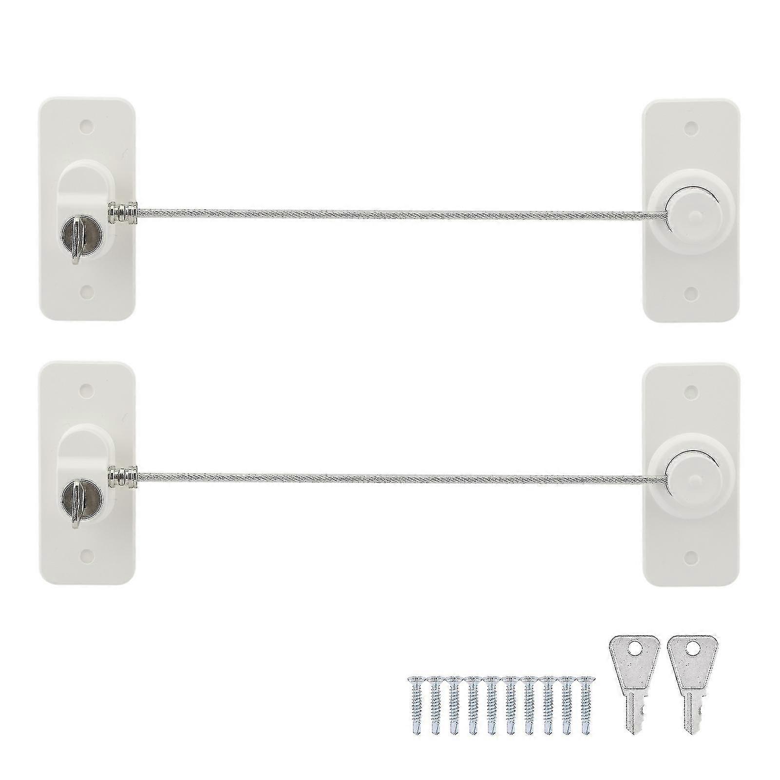 2pcs Easy Install Child Safety Refrigerator Lock Window Self Adhesive With Key