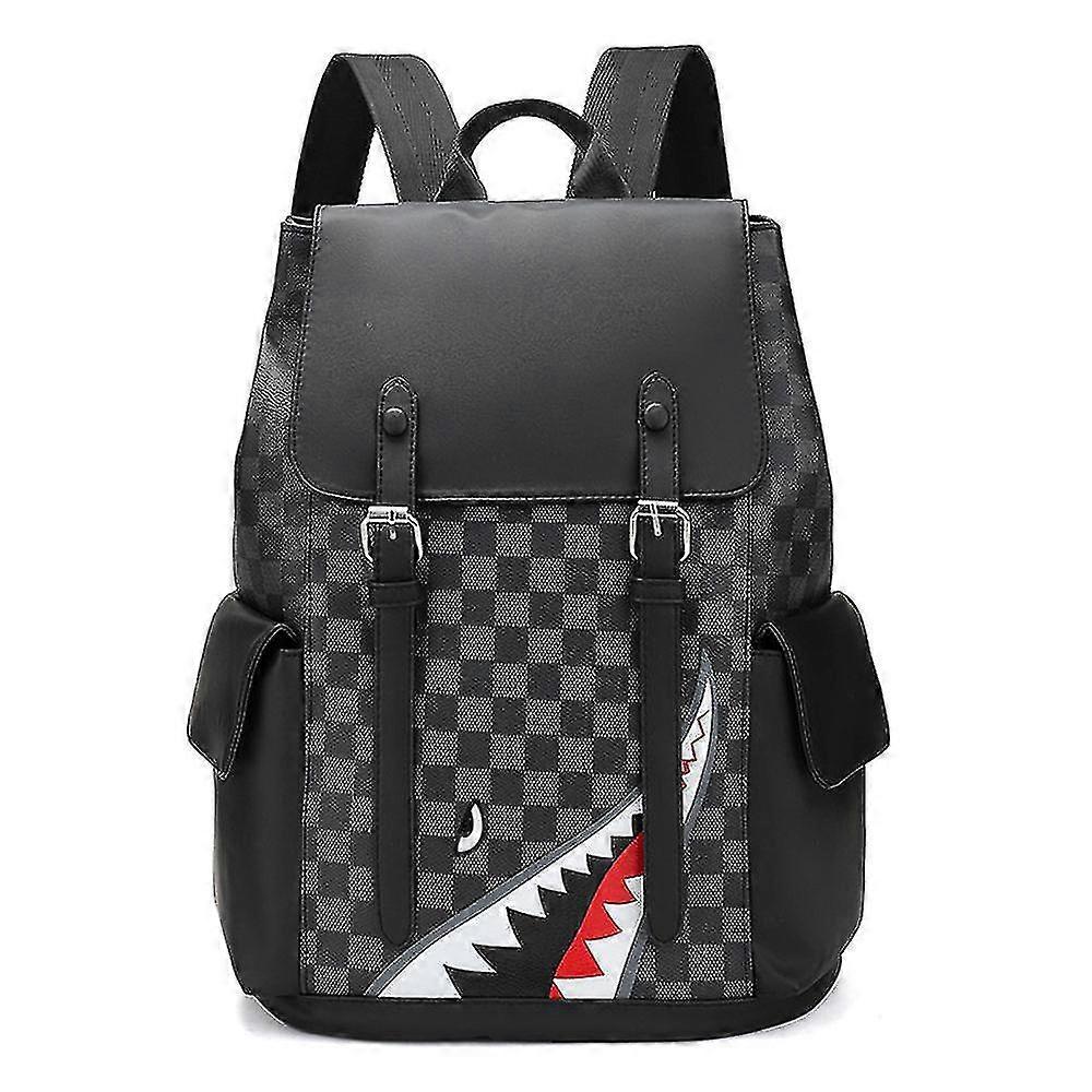 Sac à dos pour hommes Sac d'école en cuir souple Grande capacité Casual Sac d'ordinateur de voyage d'affaires Simple Sac à dos-YuJia