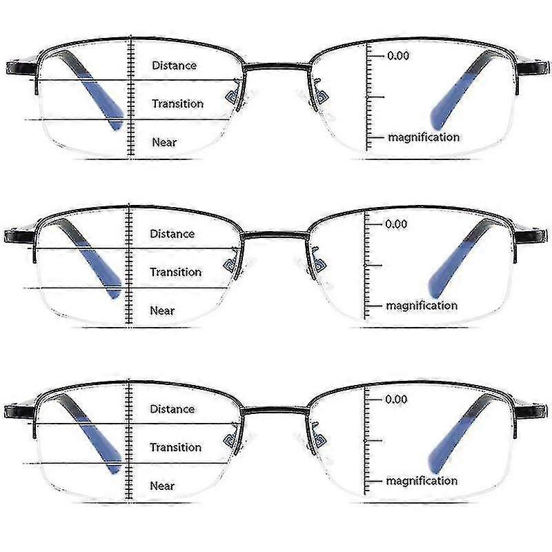 Pack 3 Smart Bifocal Progressive Reading Glasses Hommes Femmes Anti-bleu Lumière