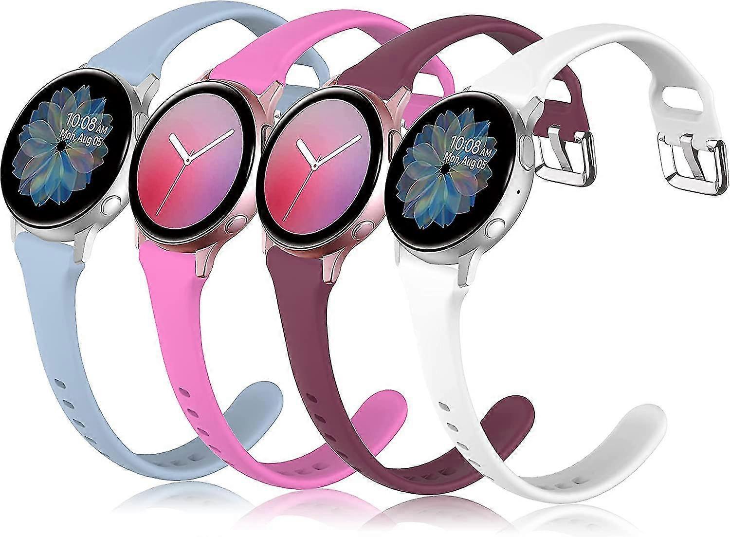 サムスンギャラクシーウォッチアクティブ2 40mm44mmギャラクシーウォッチアクティブ、20mmスポーツ防水リストバンドと互換性のある4パックスリムソフトシリコンバンド。