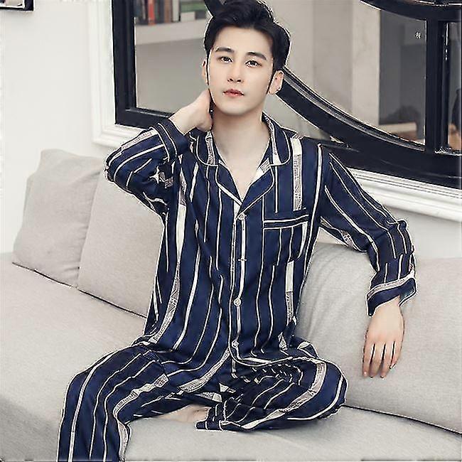 Sidenpyjamas Män Satin Nattkläder-XinHan