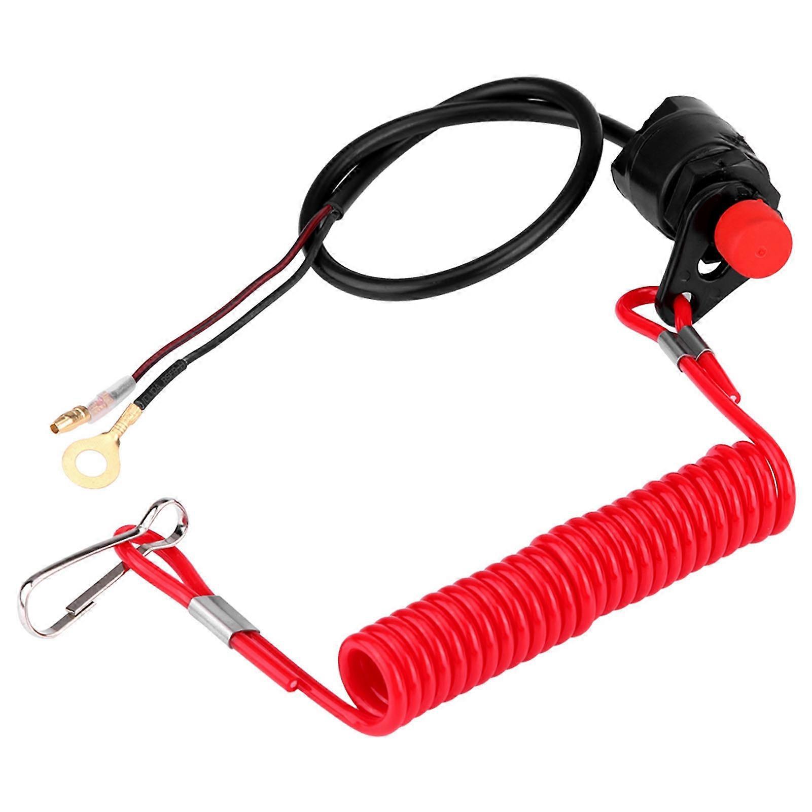 Motorcycle Outboard Lawn Mowers Emergency Engine Kill Stop Switch W/ Tether Lanyard Cord