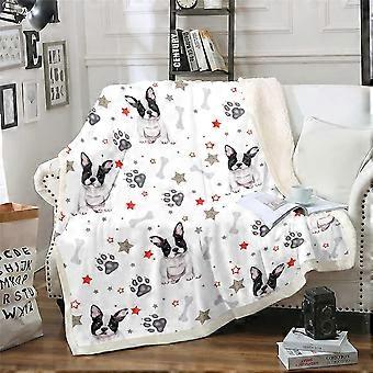 Bulldogge Sherpa Decke Niedliche Hund Fleece Wurfdecke 3D Tier Thema Plüschdecke für Kinder Jungen Mädchen Hundeliebhaber Haustier Hund Fuzzy Decke 30x40 Zoll