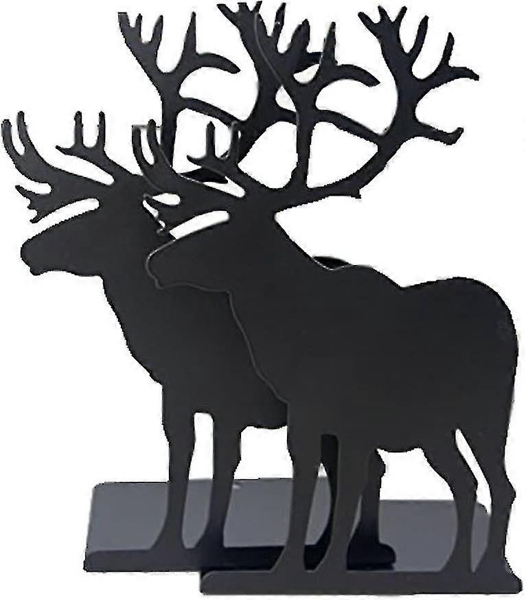 Non-slip Metal Bookends With Pattern - Black