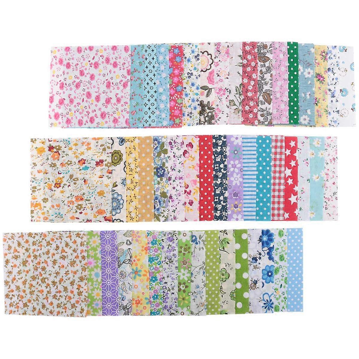 Fabric Patchwork Craft Cotton Material Batiks Mixed Squares Bundle, 10 x 10cm, 50-Pack